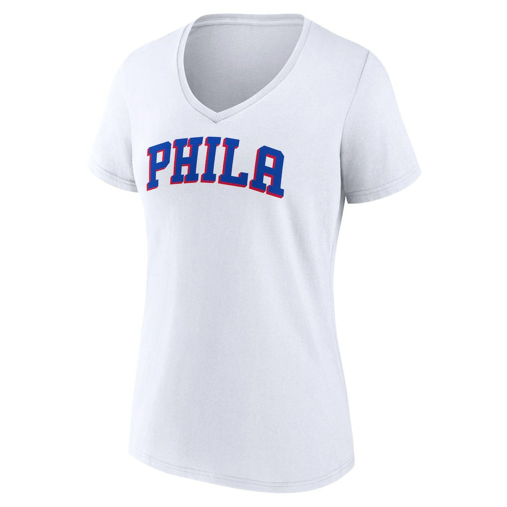 NBA Philadelphia 76ers Women's Wordmark V-Neck T-Shirt