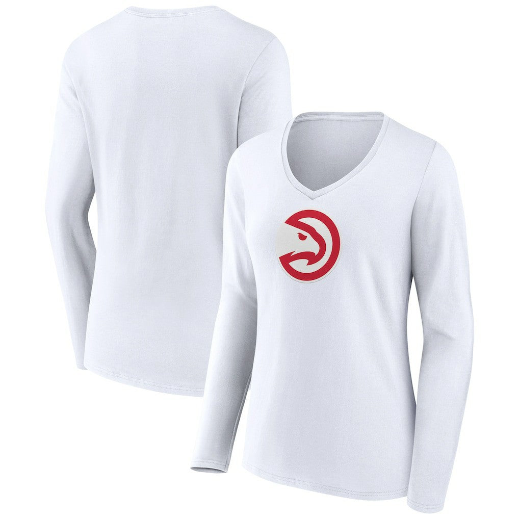 NBA Atlanta Hawks Women's Logo Long Sleeve V-Neck T-Shirt
