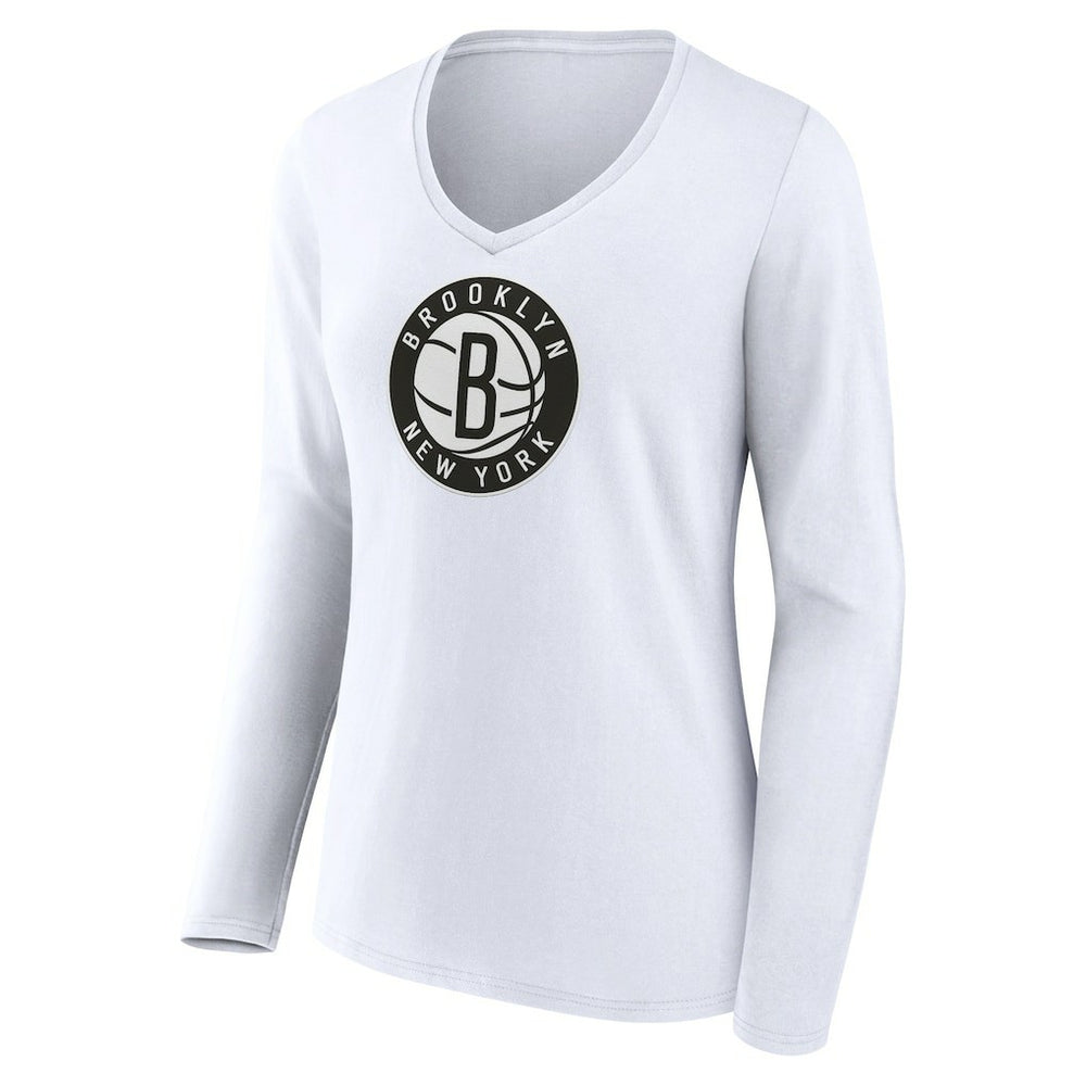 NBA Brooklyn Nets Women's Logo Long Sleeve V-Neck T-Shirt