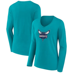 NBA Charlotte Hornets Women's Logo Long Sleeve V-Neck T-Shirt