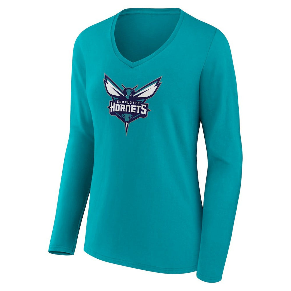 NBA Charlotte Hornets Women's Logo Long Sleeve V-Neck T-Shirt