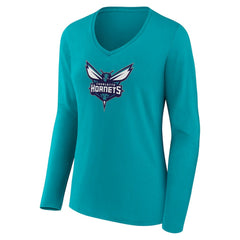 NBA Charlotte Hornets Women's Logo Long Sleeve V-Neck T-Shirt