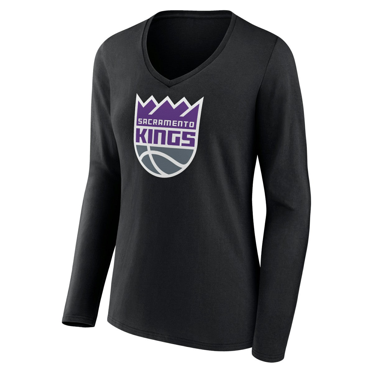 NBA Sacramento Kings Women's Logo Long Sleeve V-Neck T-Shirt