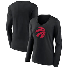 NBA Toronto Raptors Women's Logo Long Sleeve V-Neck T-Shirt