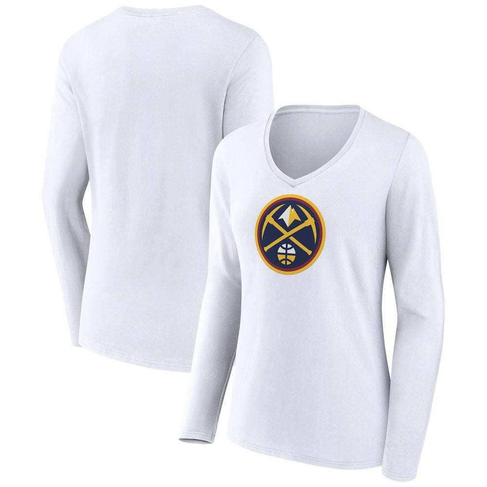NBA Denver Nuggets Women's Logo Long Sleeve V-Neck T-Shirt sale