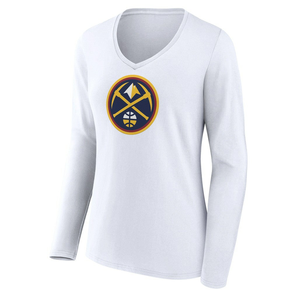 NBA Denver Nuggets Women's Logo Long Sleeve V-Neck T-Shirt sale