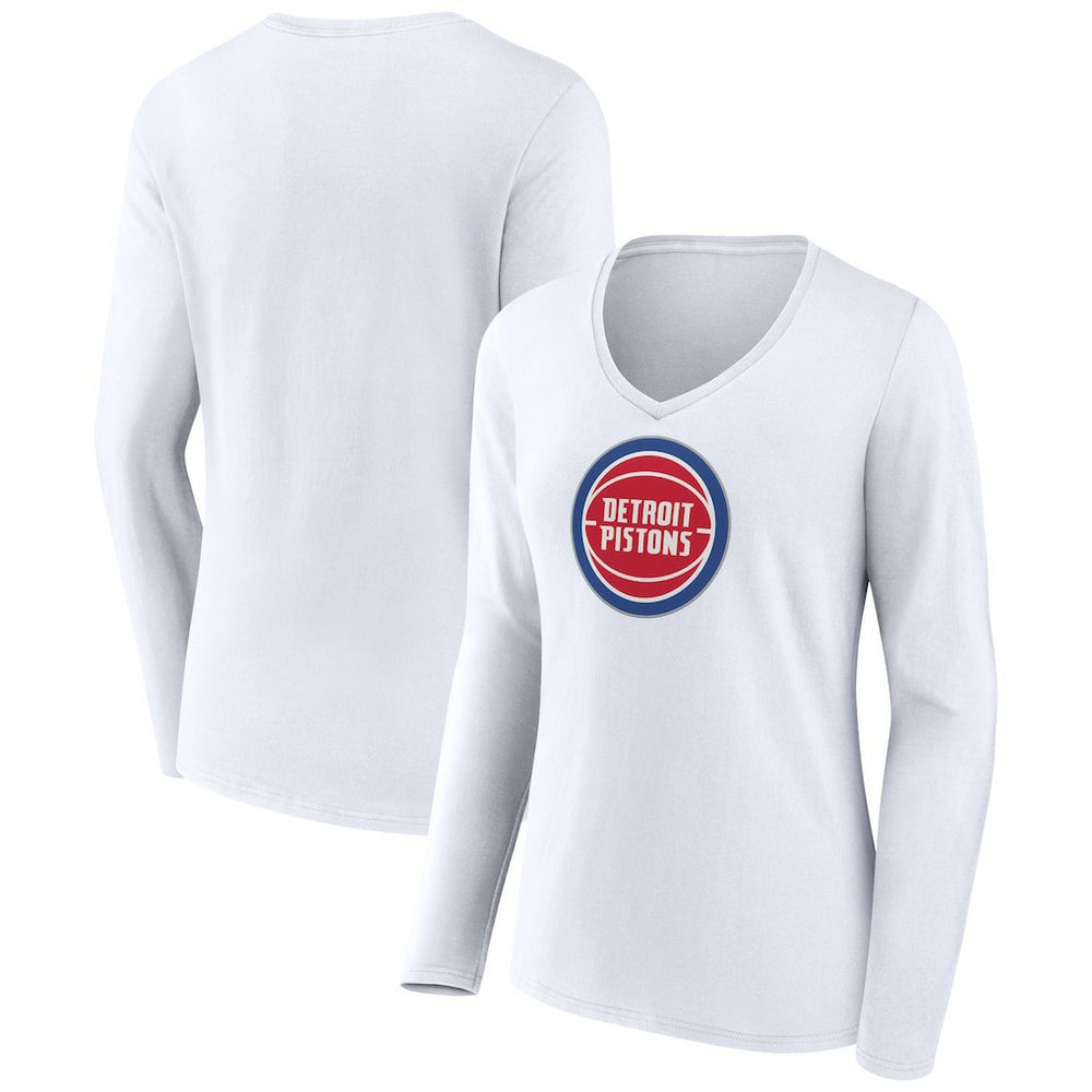 NBA Detroit Pistons Women's Logo Long Sleeve V-Neck T-Shirt sale
