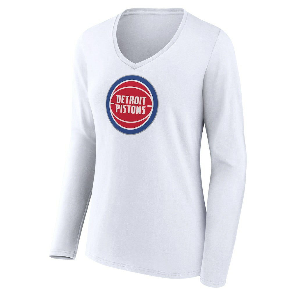 NBA Detroit Pistons Women's Logo Long Sleeve V-Neck T-Shirt sale