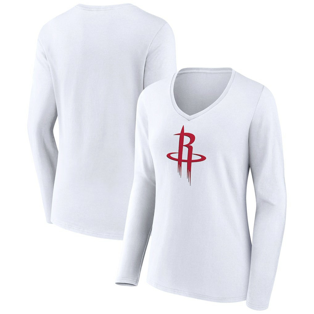 NBA Houston Rockets Women's Logo Long Sleeve V-Neck T-Shirt