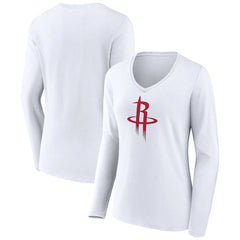 NBA Houston Rockets Women's Logo Long Sleeve V-Neck T-Shirt