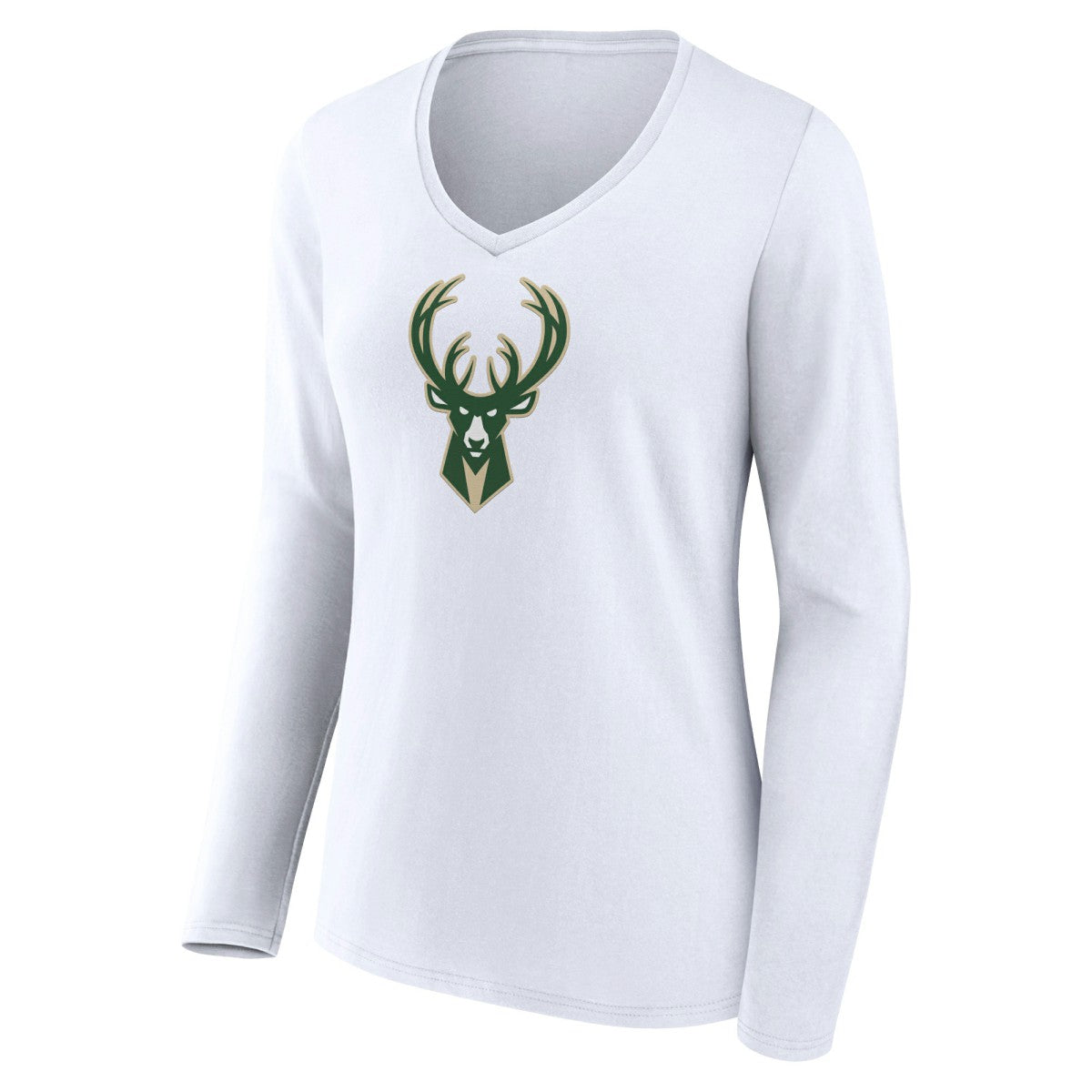 NBA Milwaukee Bucks Women's Logo Long Sleeve V-Neck T-Shirt