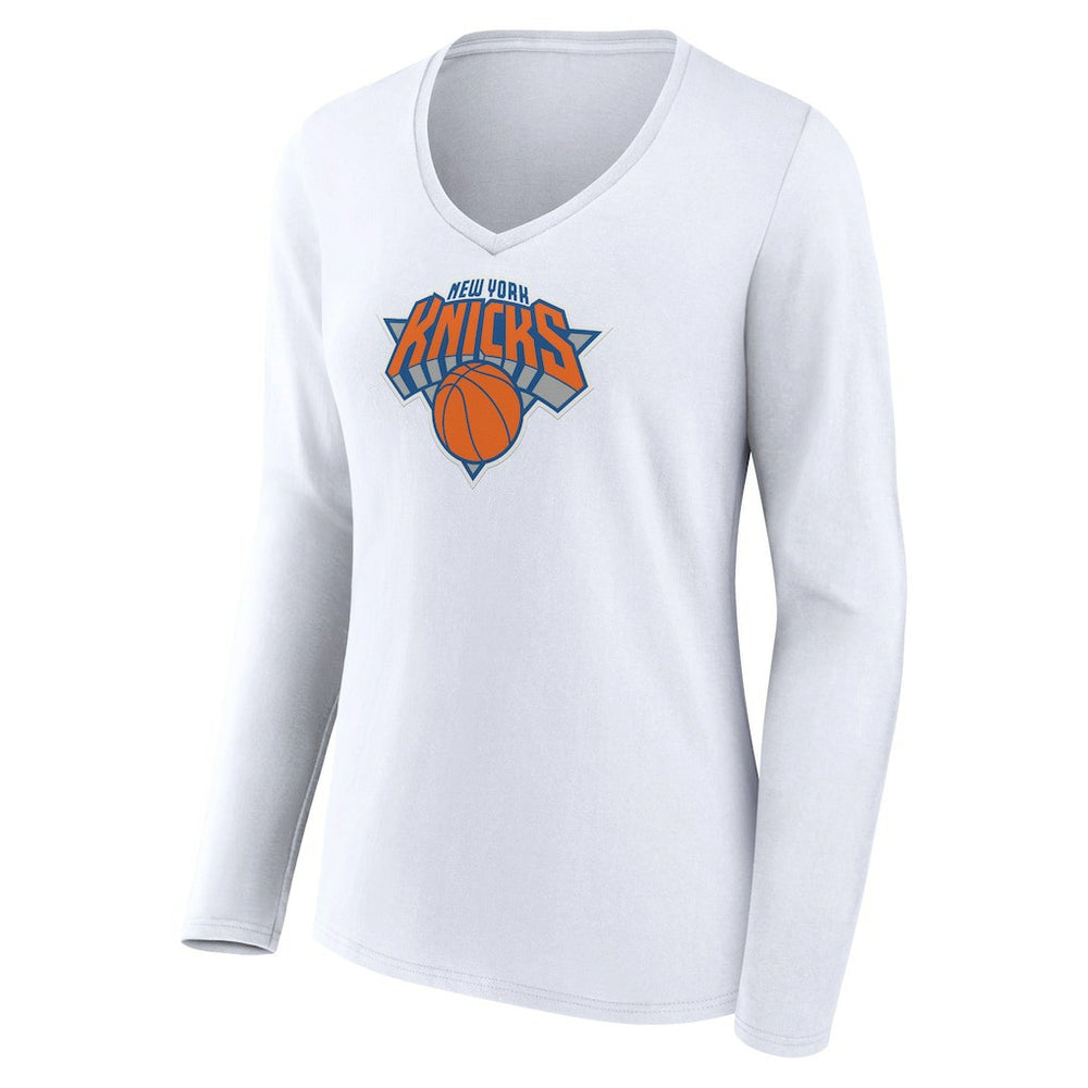 NBA New York Knicks Women's Logo Long Sleeve V-Neck T-Shirt