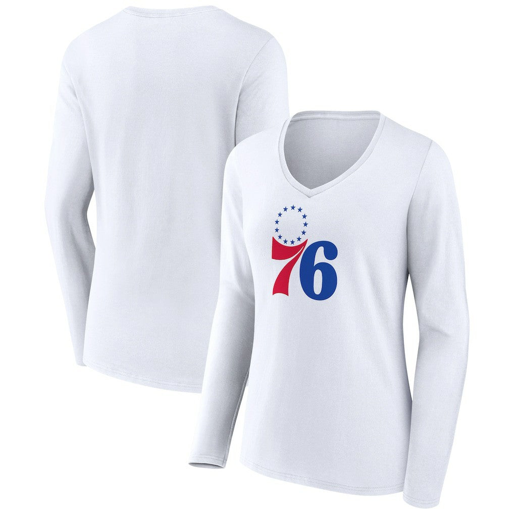 NBA Philadelphia 76ers Women's Logo Long Sleeve V-Neck T-Shirt
