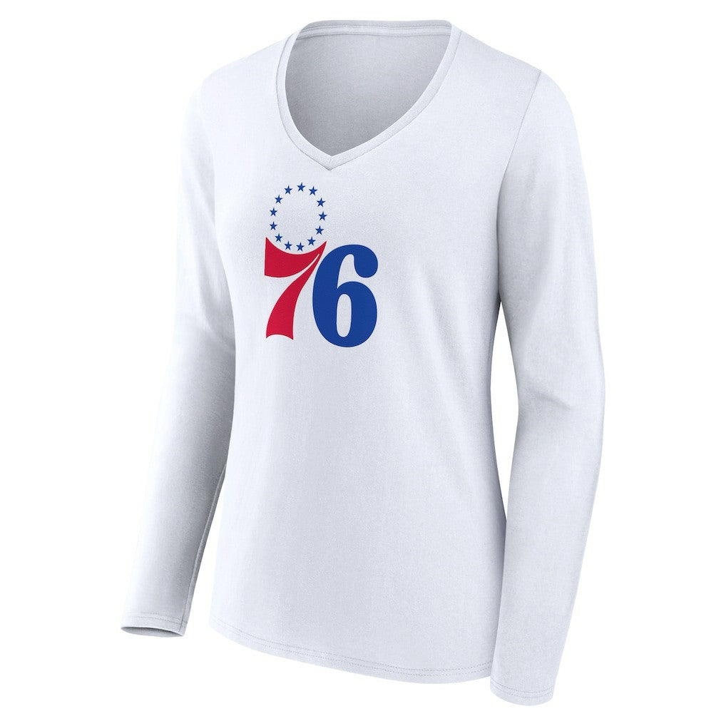 NBA Philadelphia 76ers Women's Logo Long Sleeve V-Neck T-Shirt