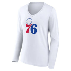 NBA Philadelphia 76ers Women's Logo Long Sleeve V-Neck T-Shirt