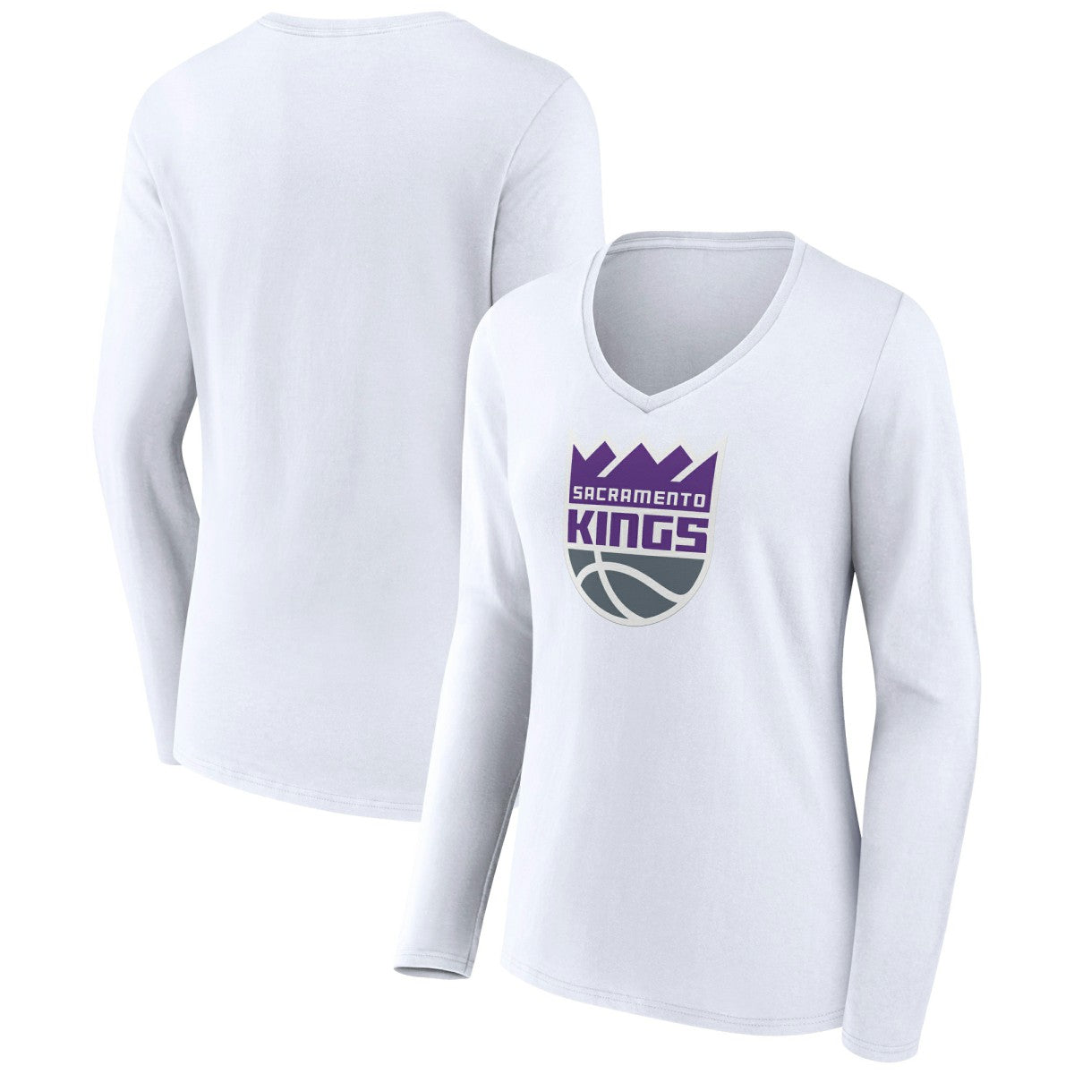 NBA Sacramento Kings Women's Logo Long Sleeve V-Neck T-Shirt
