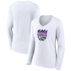 NBA Sacramento Kings Women's Logo Long Sleeve V-Neck T-Shirt