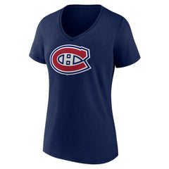 NHL Navy Montreal Canadiens Women's Team Logo V-Neck T-Shirt