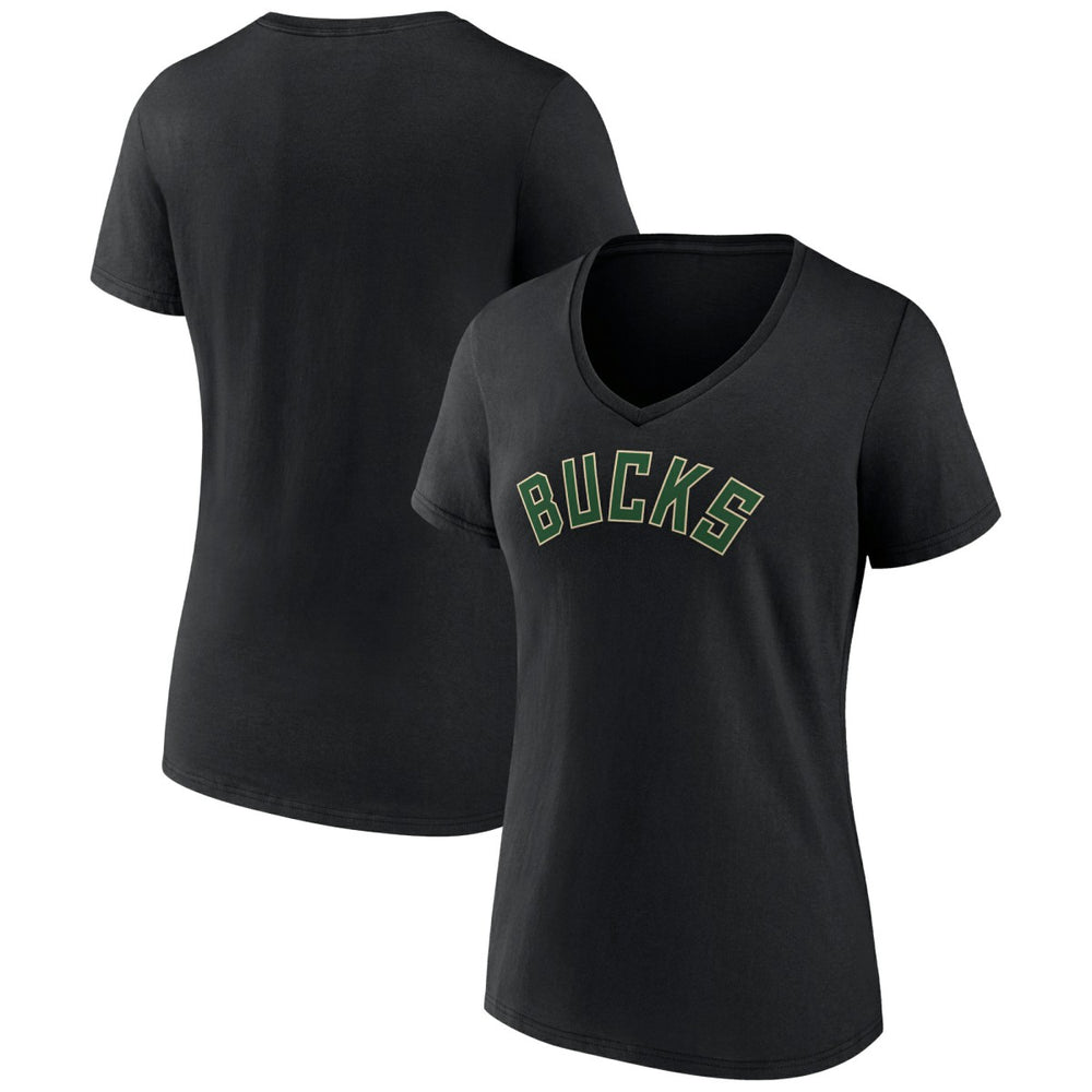 NBA Milwaukee Bucks Women's Wordmark V-Neck T-Shirt