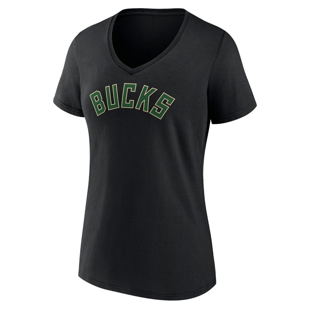NBA Milwaukee Bucks Women's Wordmark V-Neck T-Shirt