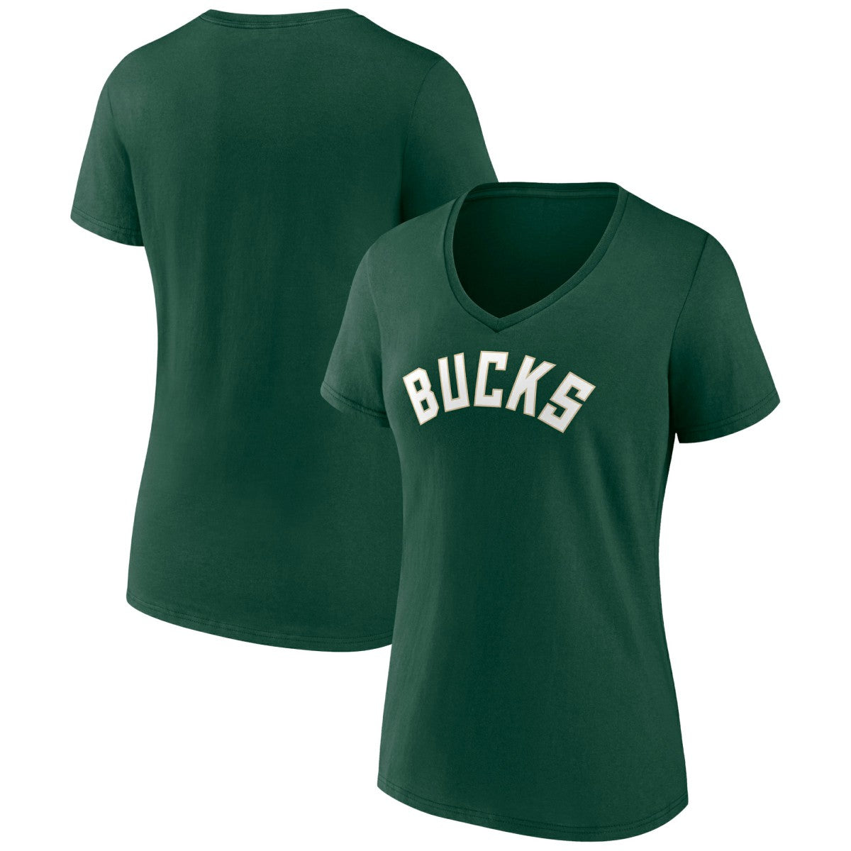 NBA Milwaukee Bucks Women's Wordmark V-Neck T-Shirt