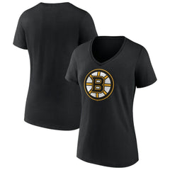 NHL Black Boston Bruins Women's Team Logo V-Neck T-Shirt