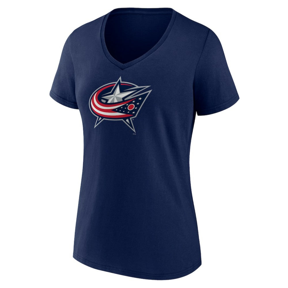 NHL Navy Columbus Blue Jackets Women's Team Logo V-Neck T-Shirt