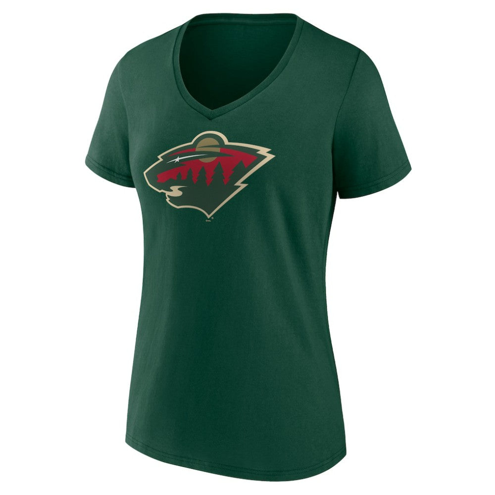 NHL Green Minnesota Wild Women's Team Logo V-Neck T-Shirt
