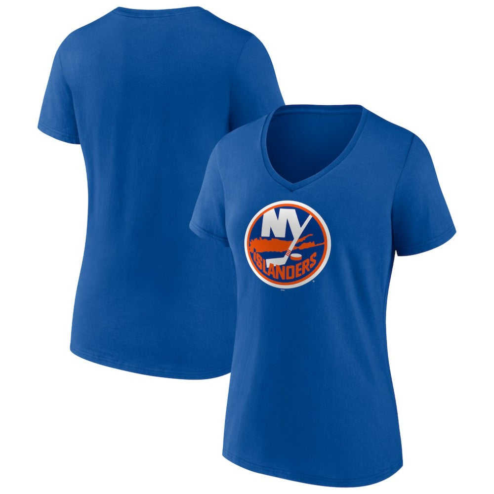 NHL Royal New York Islanders Women's Team Logo V-Neck T-Shirt