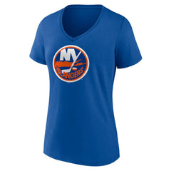 NHL Royal New York Islanders Women's Team Logo V-Neck T-Shirt