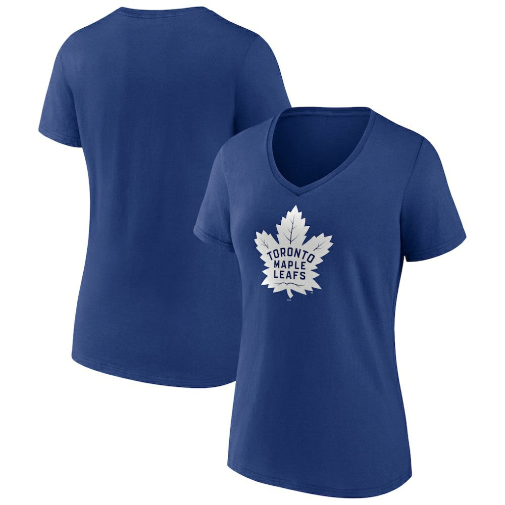 NHL Blue Toronto Maple Leafs Women's Team Logo V-Neck T-Shirt