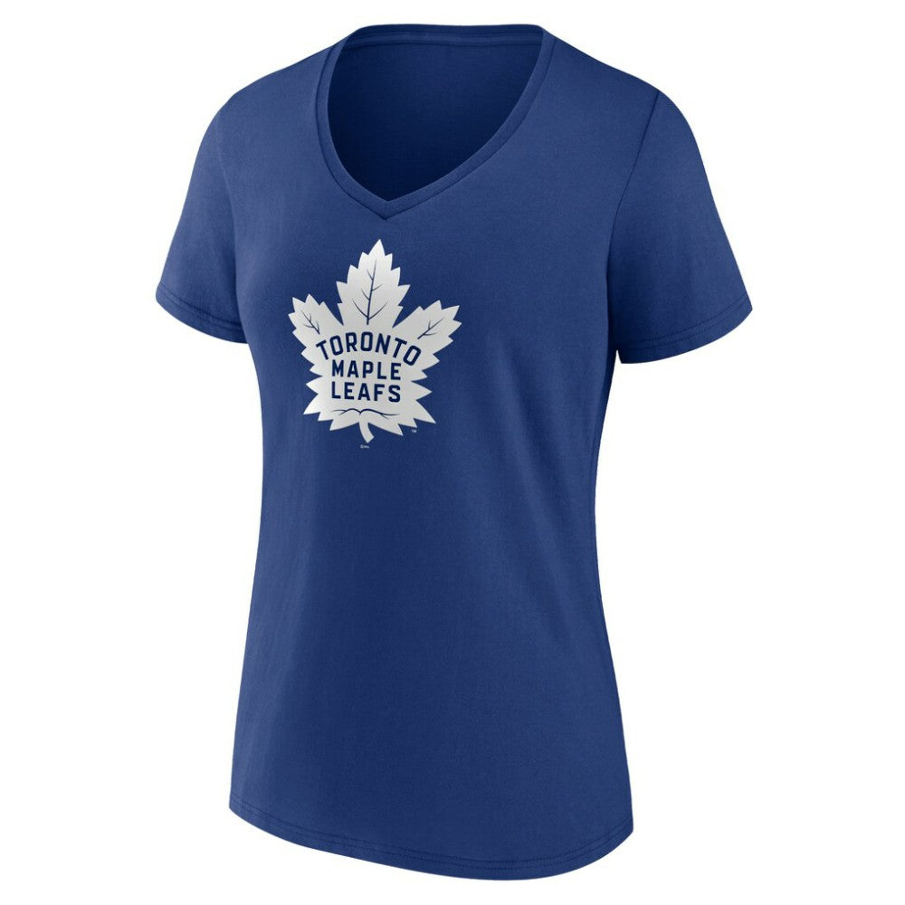 NHL Blue Toronto Maple Leafs Women's Team Logo V-Neck T-Shirt