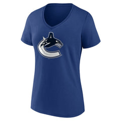 NHL Blue Vancouver Canucks Women's Team Logo V-Neck T-Shirt