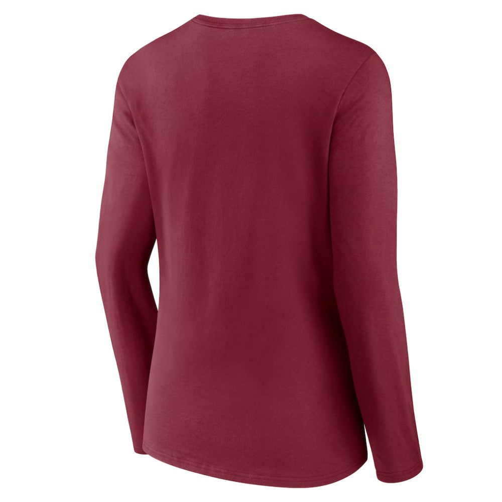NHL Burgundy Colorado Avalanche Women's Team Logo Long Sleeve V-Neck T-Shirt