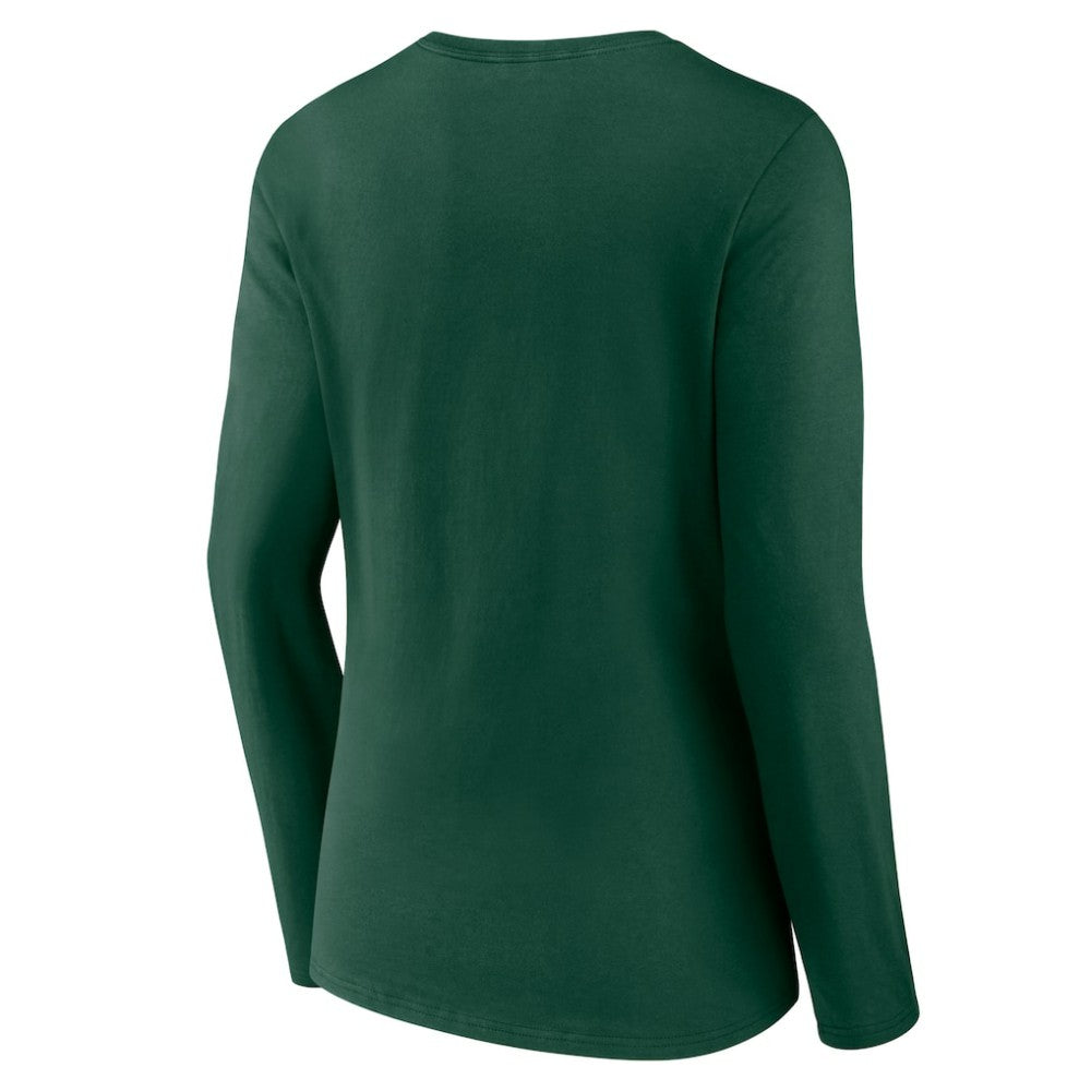 NHL Green Minnesota Wild Women's Team Logo Long Sleeve V-Neck T-Shirt