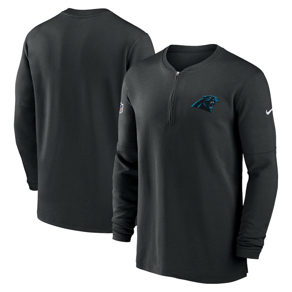 2023 Sideline Performance Long Sleeve Tri-Blend Quarter-Zip Top - Carolina Panthers