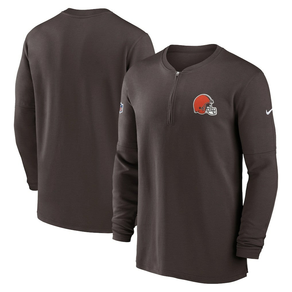 2023 Sideline Performance Long Sleeve Tri-Blend Quarter-Zip Top - Cleveland Browns