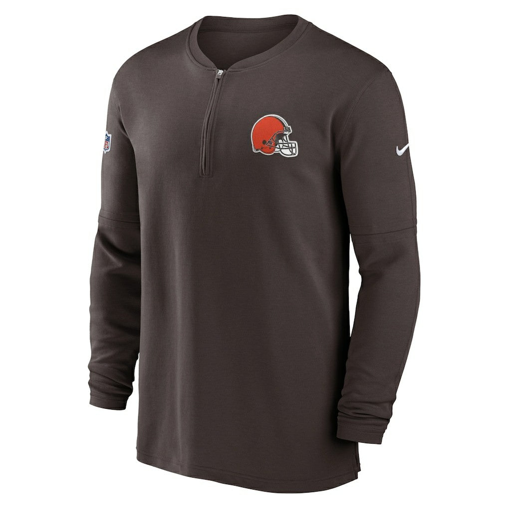 2023 Sideline Performance Long Sleeve Tri-Blend Quarter-Zip Top - Cleveland Browns