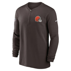 2023 Sideline Performance Long Sleeve Tri-Blend Quarter-Zip Top - Cleveland Browns