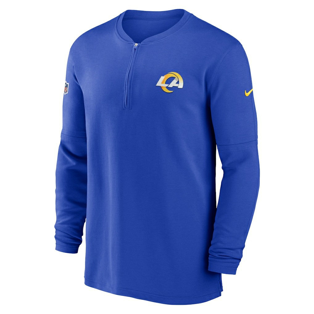 2023 Sideline Performance Long Sleeve Tri-Blend Quarter-Zip Top - Los Angeles Rams