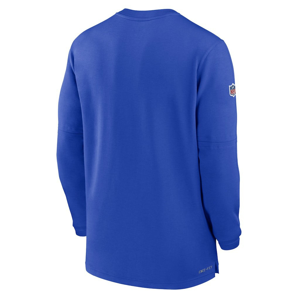 2023 Sideline Performance Long Sleeve Tri-Blend Quarter-Zip Top - Los Angeles Rams