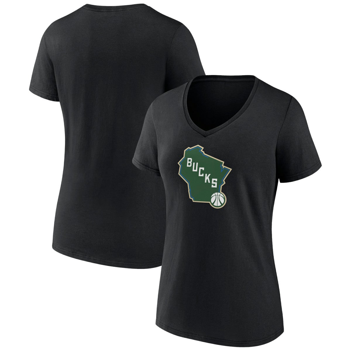 NBA Milwaukee Bucks Women's Alternate Logo V-Neck T-Shirt