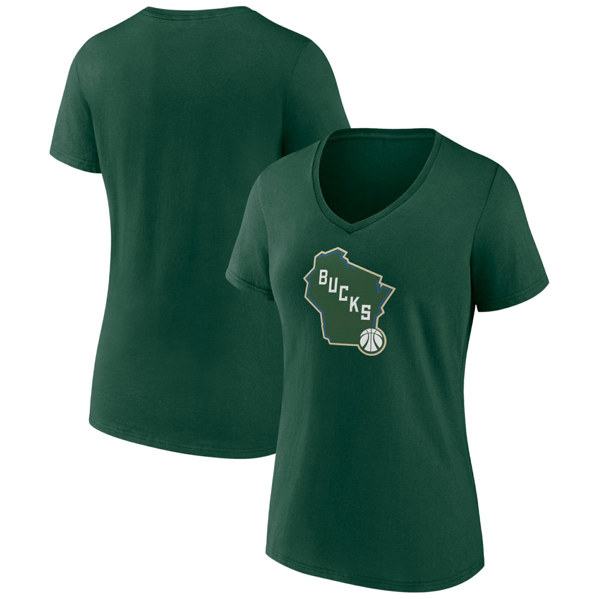NBA Milwaukee Bucks Women's Alternate Logo V-Neck T-Shirt