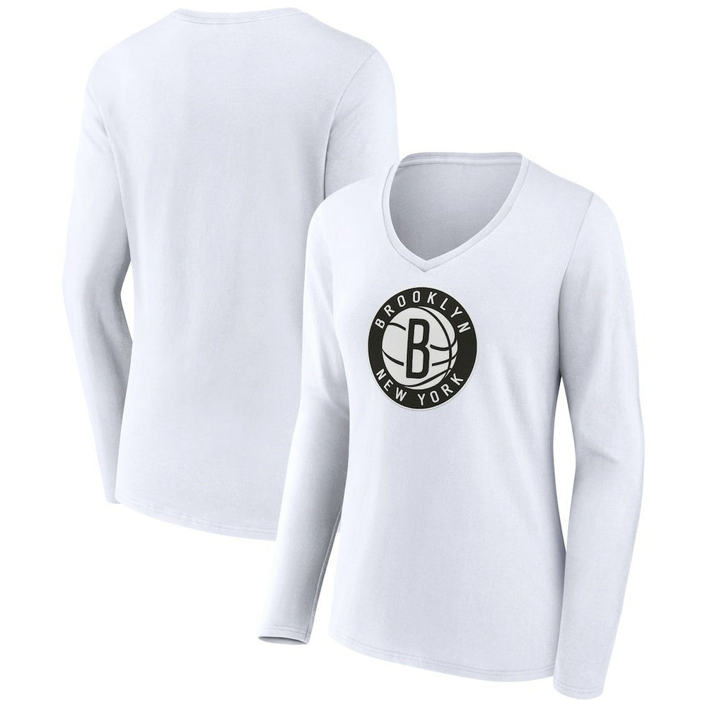 NBA Brooklyn Nets Women's Alternate Logo V-Neck Long Sleeve T-Shirt