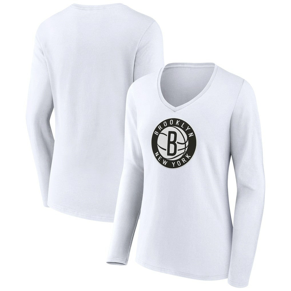 NBA Brooklyn Nets Women's Alternate Logo V-Neck Long Sleeve T-Shirt