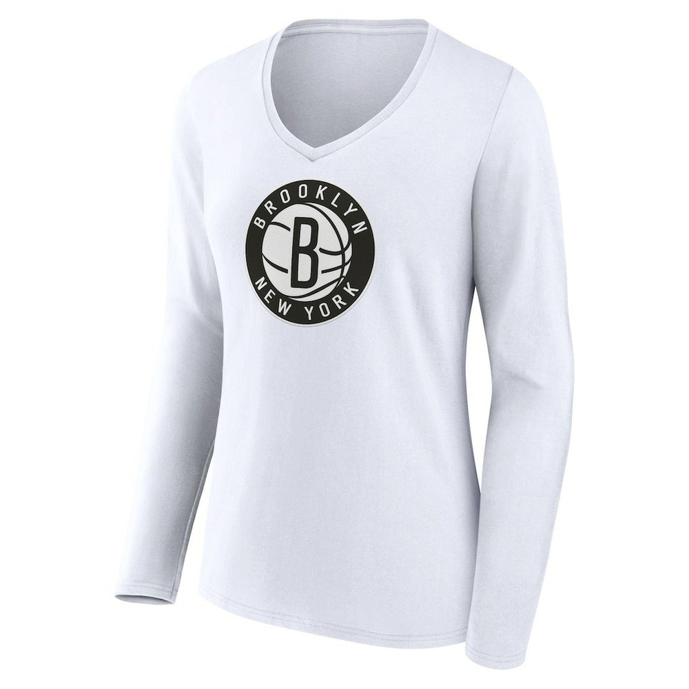 NBA Brooklyn Nets Women's Alternate Logo V-Neck Long Sleeve T-Shirt