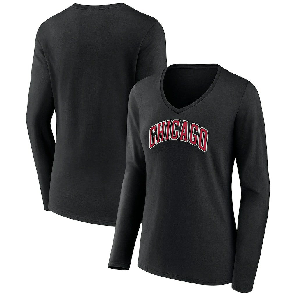 NBA Chicago Bulls Women's Alternate Logo V-Neck Long Sleeve T-Shirt sale