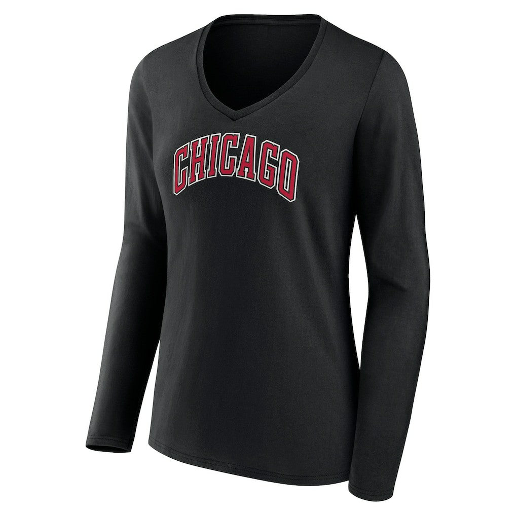 NBA Chicago Bulls Women's Alternate Logo V-Neck Long Sleeve T-Shirt sale