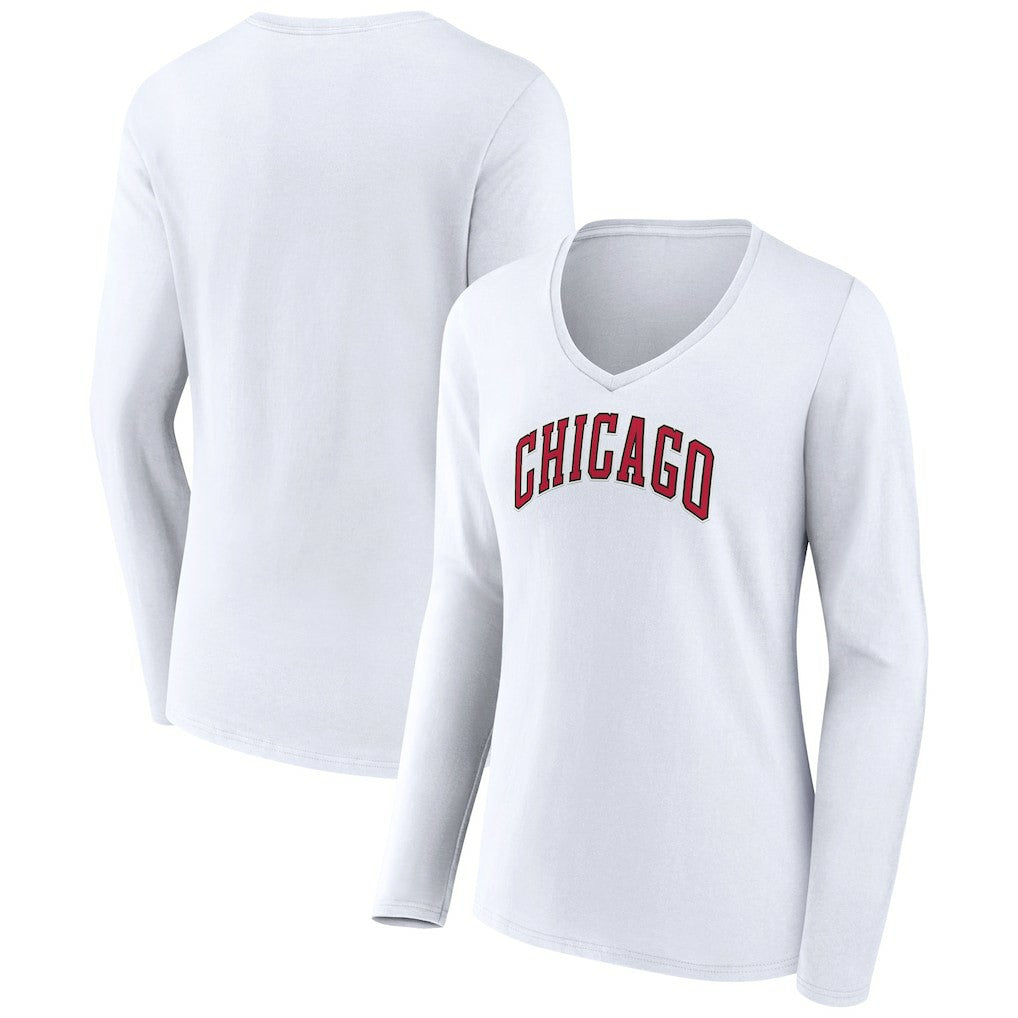 NBA Chicago Bulls Women's Alternate Logo V-Neck Long Sleeve T-Shirt sale
