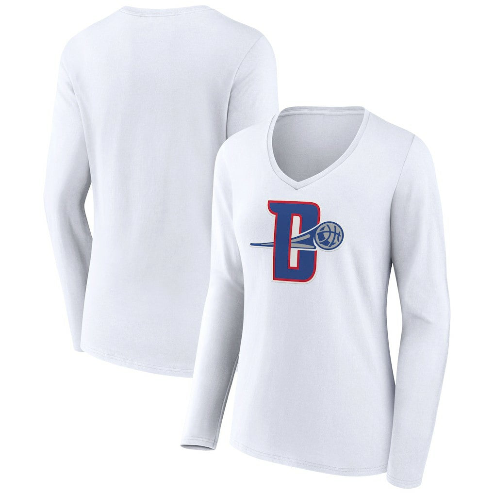 NBA Detroit Pistons Women's Alternate Logo V-Neck Long Sleeve T-Shirt sale